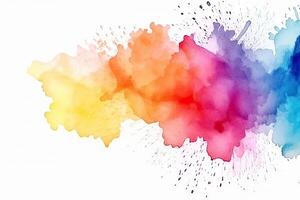 Abstract colorful splatter, paint, brush strokes watercolor, stain grunge isolated on white background, colored spray, variety of colors, with . photo