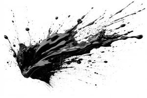 Abstract black in splash, paint, brush strokes, stain grunge isolated on white background, Japanese style with . photo