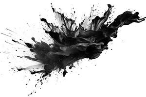 Abstract black in splash, paint, brush strokes, stain grunge isolated on white background, Japanese style with . photo