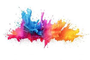 Abstract colorful splatter, paint, brush strokes watercolor, stain grunge isolated on white background, colored spray, variety of colors, with . photo