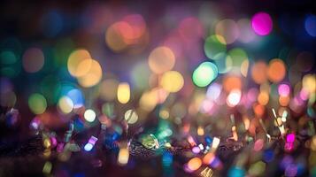 Abstract blurry Bokeh light background, glowing glitter light soft focus, shiny sparkle scene, blur effect, with . photo