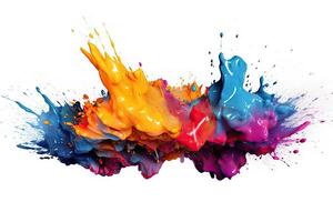 Abstract colorful splatter, paint, brush strokes watercolor, stain grunge isolated on white background, colored spray, variety of colors, with . photo