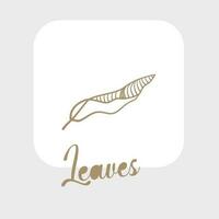 Set of hand drawn vector tropical leaves. Silhouettes of abstract branches in minimalistic flat style isolated on white background. Natural elements with a line for the design of patterns