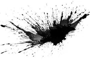 Abstract black in splash, paint, brush strokes, stain grunge isolated on white background, Japanese style with . photo