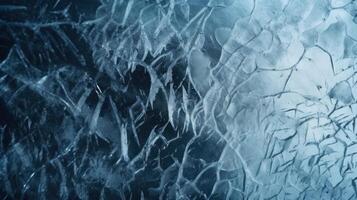 Frozen ice with scratched background, frost surface of water, winter season, abstract ice cracked scene, with . photo