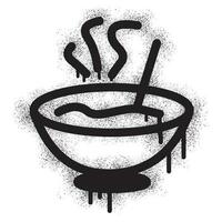 Soup food in bowl with black spray paint vector