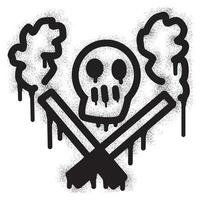 Skull and cigarette crossed with black spray paint as a symbol of the dangers of smoking vector