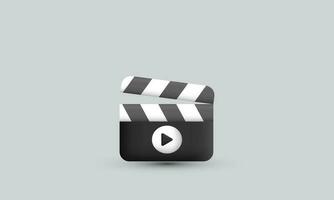 unique 3d realistic movie clapper board film play icon trendy modern style object symbols isolated on background vector