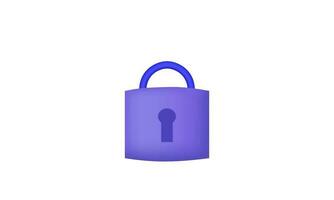 3d realistic cartoon purple padlock minimal icon trendy modern style object symbols isolated on background vector