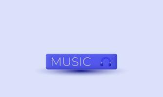 3d realistic cartoon audio music button icon trendy modern style object symbols isolated on background vector