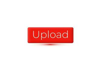 3d realistic cartoon upload red button icon trendy modern style object symbols isolated on background vector