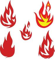 set of fire flames vector illustrations