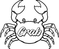 Crab vector illustration in simple flat style isolated on white background. Seafood product design template.