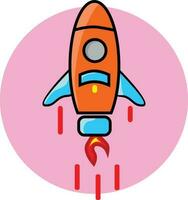 rocket space ship take off, isolated vector illustration. Simple retro spaceship icon.