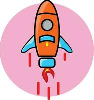 rocket space ship take off, isolated vector illustration. Simple retro spaceship icon.