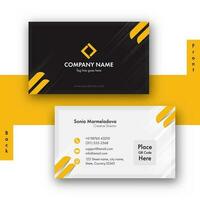 Editable Business Card Design With Double-Sides Presentation In Black And White Color. vector