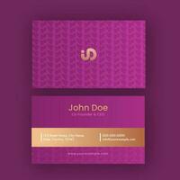 Double-Sides Business Card Design In Magenta Color. vector