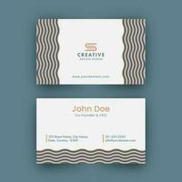 Front And Back View Of Creative Business Card Design With Wave Pattern. vector