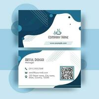 Abstract Visiting Card Design In Front And Back View On Blue Background. vector