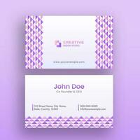 Editable Business Card Design In Front And Back View. vector