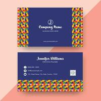 Abstract Printable Business Card Design In Front And Back View. vector