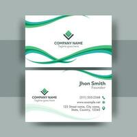 Front And Back View Of Business Card Design With Abstract Waves. vector