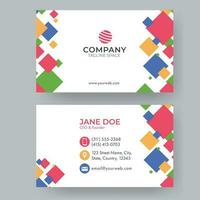 Business Or Visiting Card Design Set With Colorful Square Elements. vector