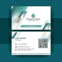 Modern Business Or Visiting Card With Double-Sided Presentation On Dark Teal Background. vector