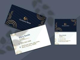 Set Of Modern Business Card Template Layout In Blue And White Color. vector