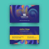 Modern Business Card Design With Blur Colorful Marble Ink Texture. vector