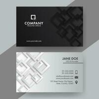 Black And Grey Business Card Design With Square Shapes. vector