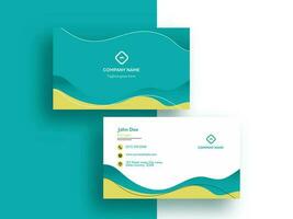Corporate Business Card Design With Waves In Front And Back View. vector