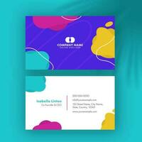 Abstract Business Card Template Layout In Front And Back View. vector