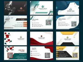 Front And Back View Of Abstract Business Or Visiting Card In Six Options. vector