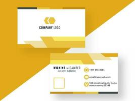 Horizontal Business Or Visiting Cards In White And Yellow Color. vector