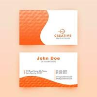 Creative Horizontal Business Card Template Design In Orange And White Color. vector