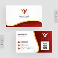 Horizontal Business Card Design In White and Red Color. vector