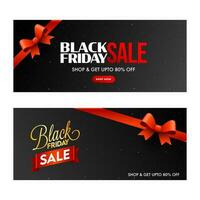 Black Friday Sale Header or Banner Design Closed with Red Bow Ribbon vector
