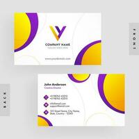 Front and Back View of Horizontal Business Card Design. vector