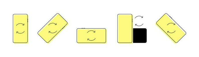 girar teléfono inteligente icono conjunto en moderno plano diseño. móvil vector insignias para web sitio o móvil aplicación