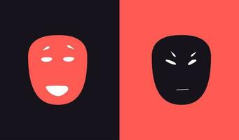 Duality in man. Illustration of the problem with human mentality. Emotion good and evil vector