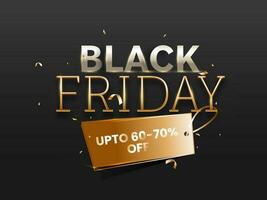 Black Friday Text with Discount Golden Tag for Sale. Can Be Used As Poster Design. vector