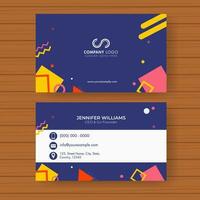 Editable Business Card Design In Front And Back View. vector