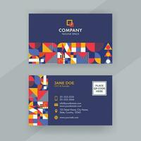 Abstract Business Or Visiting Card Design In Front And Back View. vector