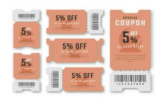 Al Adha Sale Coupon Discount Voucher 5 Percent off for Promo Code, Shopping, Marketing and Best Promo Retail Pricing Vector Illustration