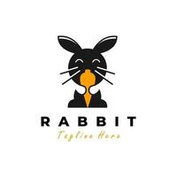 rabbit eating carrot vector illustration logo