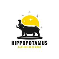 hippo animal vector illustration logo design