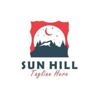 sun hill vector illustration logo design