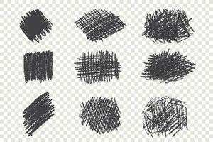 Types of different pen hatching hand drawn set vector