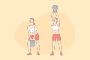 Sport exercises, workout, functional training, active lifestyle concept vector